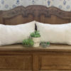 paire de coussins en drap ancien blanc, bordés de bordure raffinées des draps anciens, chaque coussin mesure 34 cms X 54 cms , est 100% coton et déhoussable, finition portefeuille. Ces coussins sont des modèles uniques.