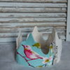 Couronne décorative en tissu recyclé,  diamètre 20 cms, hauteur 15 cms, pour un décor princier dans votre intérieur